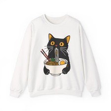 Black Cat Ramen Bowl Sweatshirt  Cat Noodles Graphic