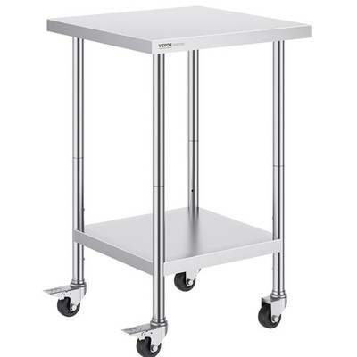 VEVOR Stainless Steel Work Table 24 x 24 x 38 Inch, 700 LBS Load Capacity with 4