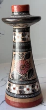 Vintage Handmade Tonala Terracotta 9” Candleholder, Mexican Cultural Decor Gifts