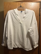 Old Navy White V Neck Hooded Sweatshirt Pullover Women's Size Medium