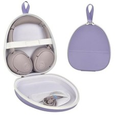 Universal Headphone Case with Secure Strap and Cable Purple with white zipper