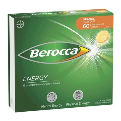 Berocca Energy Vitamin B & C 60 Tabs Orange Flavour Effervescent Boost