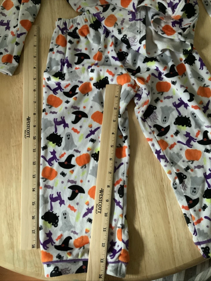 Bmagical Girls Pajamas White Sz 4, Plush Soft Top And Pants Cat, Spider, Pumpkin - Изображение 4 из 4