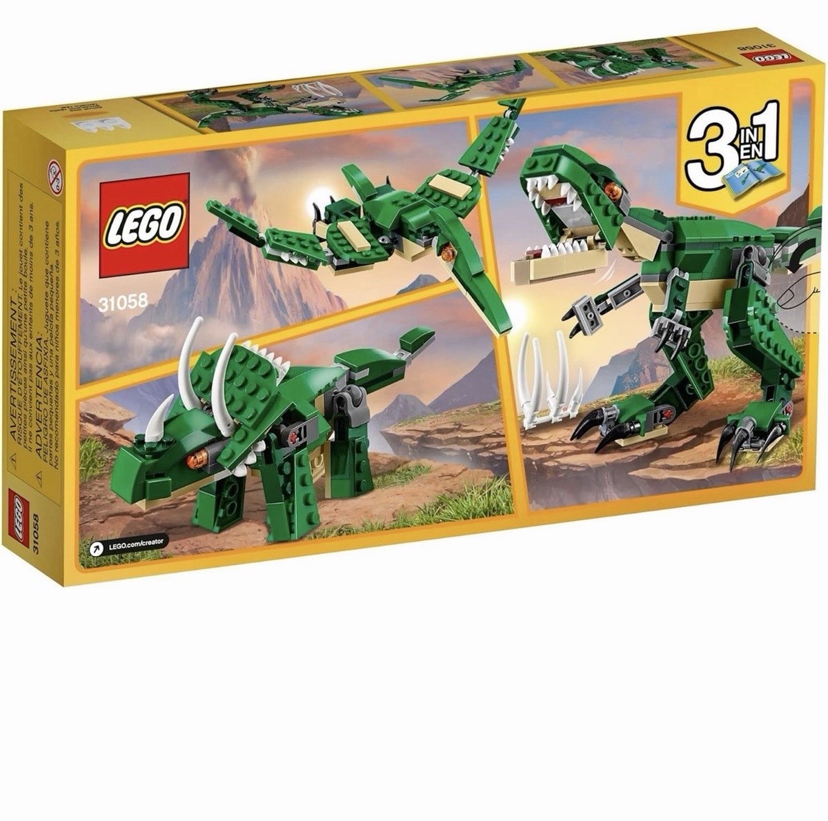 LEGO Creator 3 in 1 Mighty Dinosaurs 31058 T-Rex, Triceratops