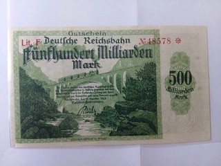 Deutsche Reichsbahndirektion Karlsruhe 500 Mrd Mark Lit.F 15.10.1923
