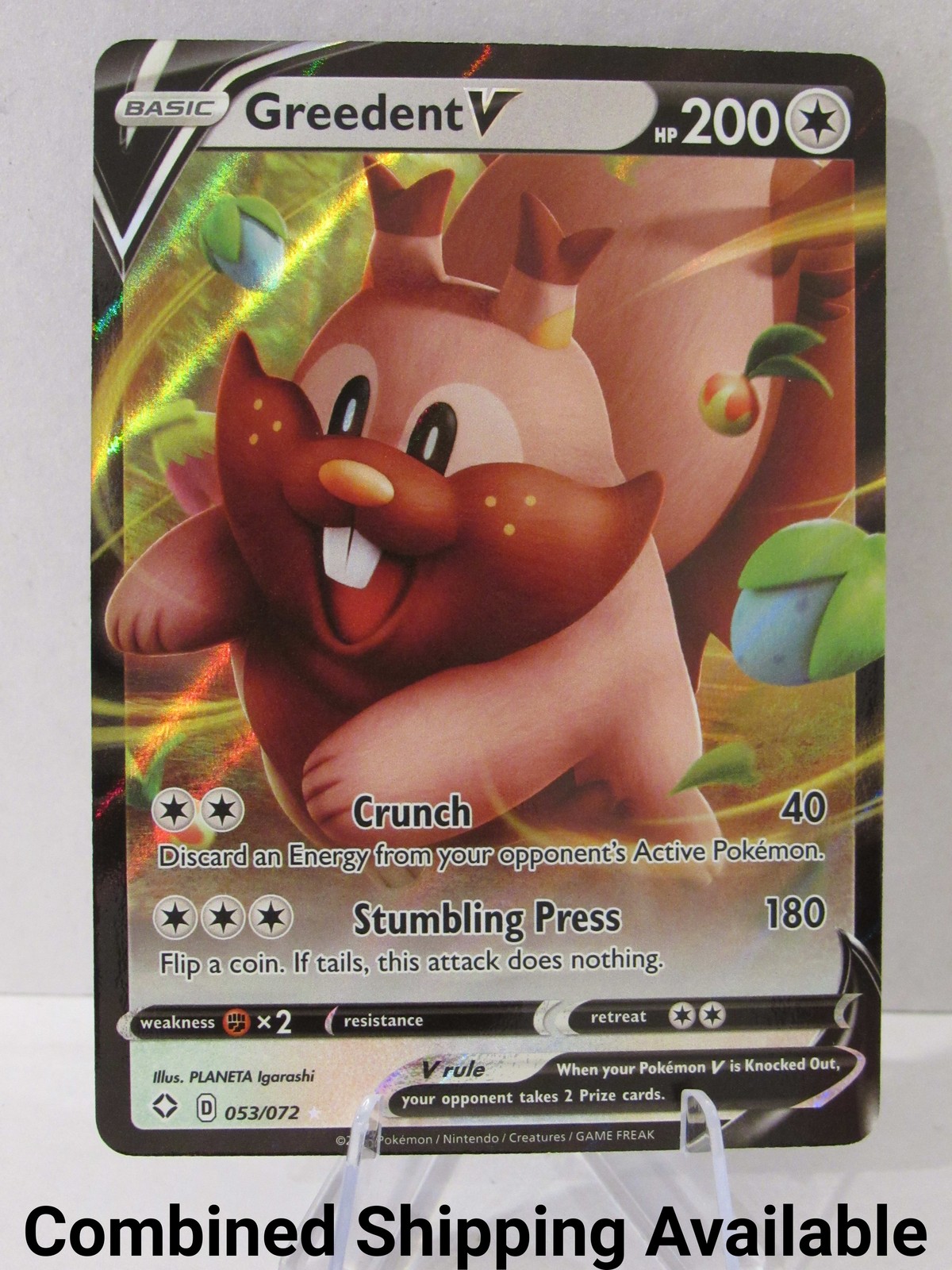 Greedent V 053/072 Shining Fates NM Full Art English 15823