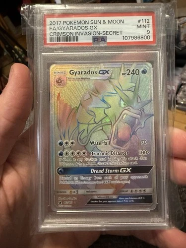 2017 POKEMON SUN & MOON CRIMSON INVASION SECRET #112 FULL ART/GYARADOS GX PSA 9