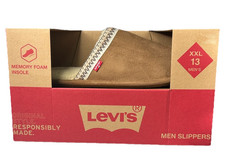 Men  s LEVI  S Memory Foam Insole Tan Flat Slip On Slippers Sz. 11-12 NIB