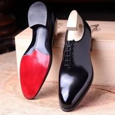Men Black Leather Oxford Shoes Handmade Leather Dress  Formal Wedding Shoes