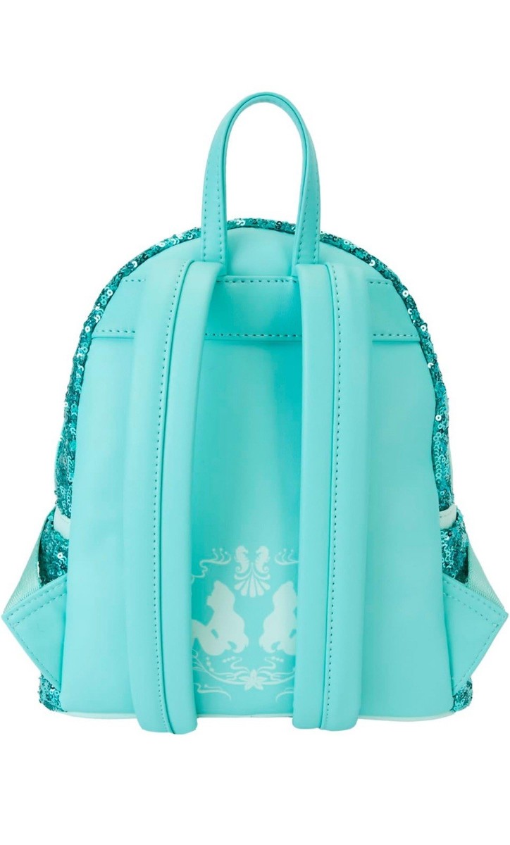 aqua sequin mini backpack NWT Loungefly Princess Sequin Little Mermaid Ariel Dinglehopper Aqua  Backpack