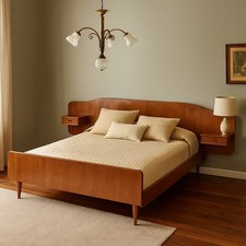 Vintage Doppelbett Ahorne Furniert Design der 1950er Jahre Originell