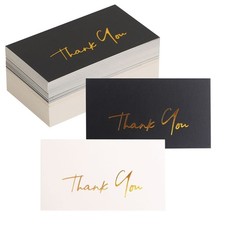 Gold Mini Thank You Cards Small Business - 100 PK - Flat Card No Fold, 2 X 3.5 I