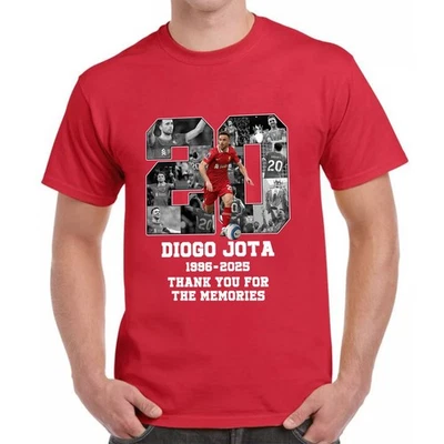 FRUIT OF THE LOOM Adults Kids Liverpool Diogo Jota 20 T-Shirt RIP 1996-2025 Tribute Football Fan