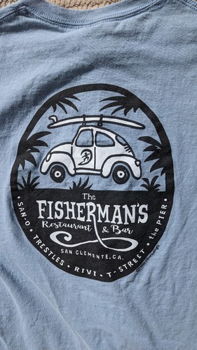 Men GILDAN Heavyweight Blend T-Shirt Blue Graphic "The Fisherman's"- M - Picture 6 of 6