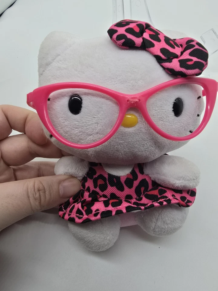 Gafas de vestir Ty Beanie Baby Hello Kitty 6" felpa rosa leopardo coleccionables Foto 4 de 4