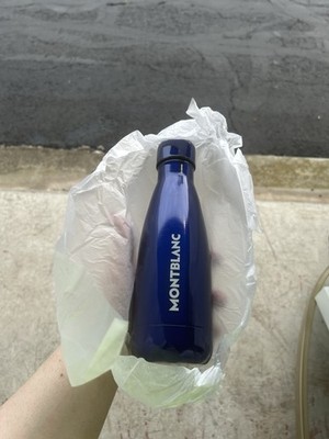 Montblanc Blue Stainless Steel Reusable Water Bottle 10 fl oz Screw-on Lid