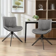 Dining Chairs Set of 2, 360° Swivel Upholstered Mid-Century Modern Kit