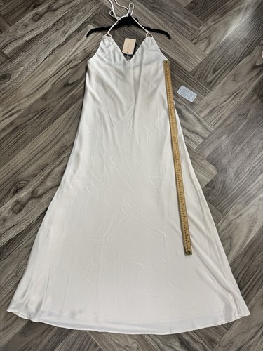 WAYF The Vienna Halter Neck Satin Slip dress Size Medium Color Beige - Picture 6 of 11
