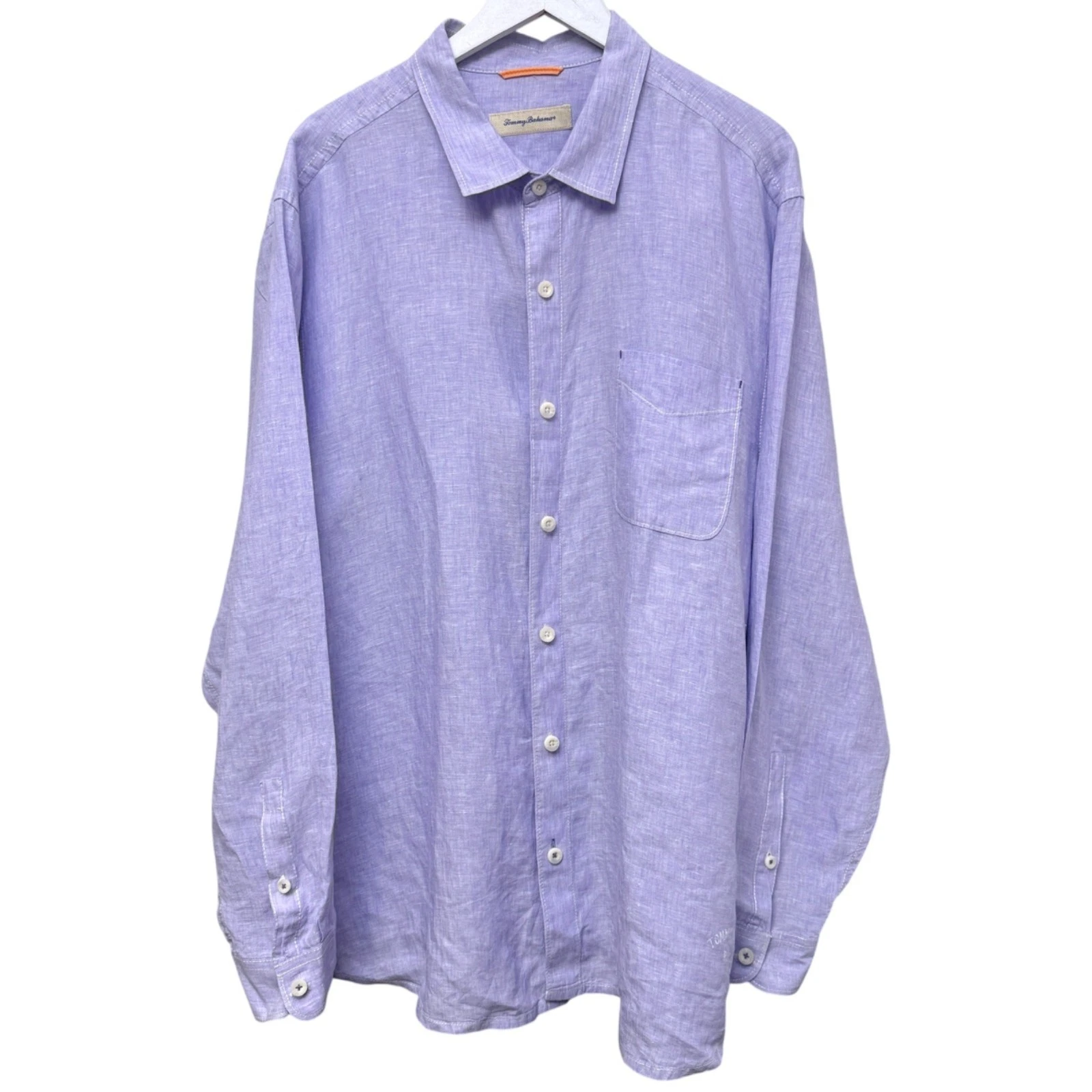 Tommy Bahama Relax Linen Shirt Mens XXL Button Up Lavender Purple Long Sleeve