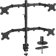 Quad Computer Monitor Mount - Heavy Duty LCD Computer 4 Monitor Stand with Full