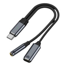USB C to 3.5mm Headphone and Charger Adapter 2 in 1 USB C to Aux Audio Jack with