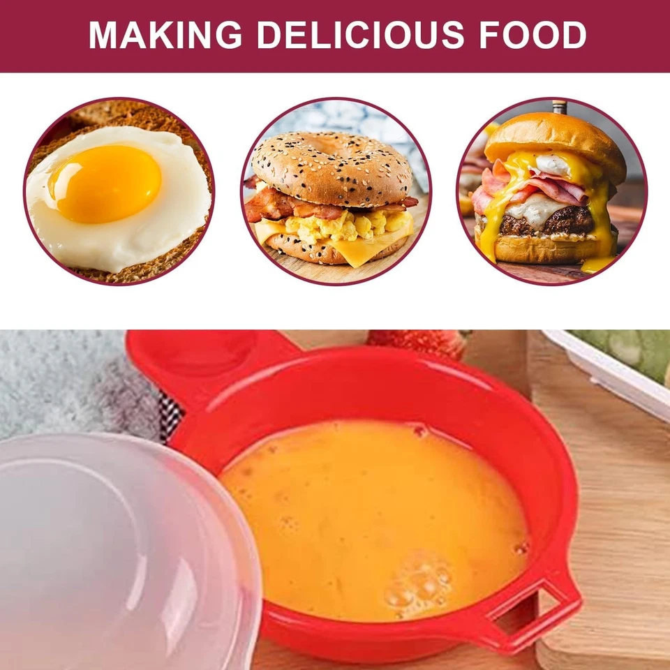 Hervidor de huevos para microondas 2 piezas magdalenas cazador furtivo huevo sándwich bandeja de desayuno Foto 2 de 4