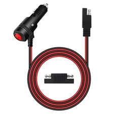 12V 24V Cigarette Lighter Male Plug to SAE Adapter with Switch ON/Off and SAE