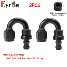 2pcs 4AN 6AN 8AN 10AN 12AN 180 Degree Push Lock Fuel Hose End Fitting Adaptor