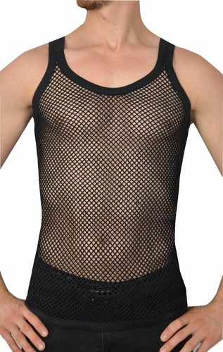 Herren Premium Mesh Weste 100% Baumwolle Fischnetz String Muskel Tank Top Größen S-3XL - Bild 10 von 22