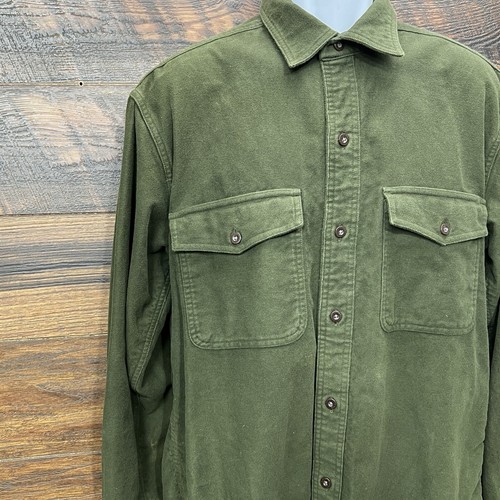 Orvis Brisbane Moss Shirt Med Heavyweight Green Flannel Button Up Double Pocket - 第 5/21 張圖片