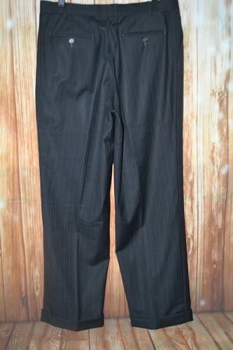 Lauren Ralph Lauren Men Black Stripe Wool 3 Front Button Suit Sz 42R Wst 34x30 - Picture 16 of 20