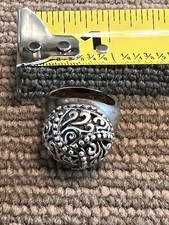Vintage Sterling Silver Flower Ring Filigree- Size 6