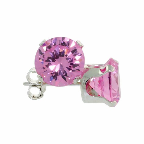 Pendientes Broche Plata Ley Con / 7mm (1.25 Quilate) Talla Brillante Cz Cortado - Imagen 8 de 11
