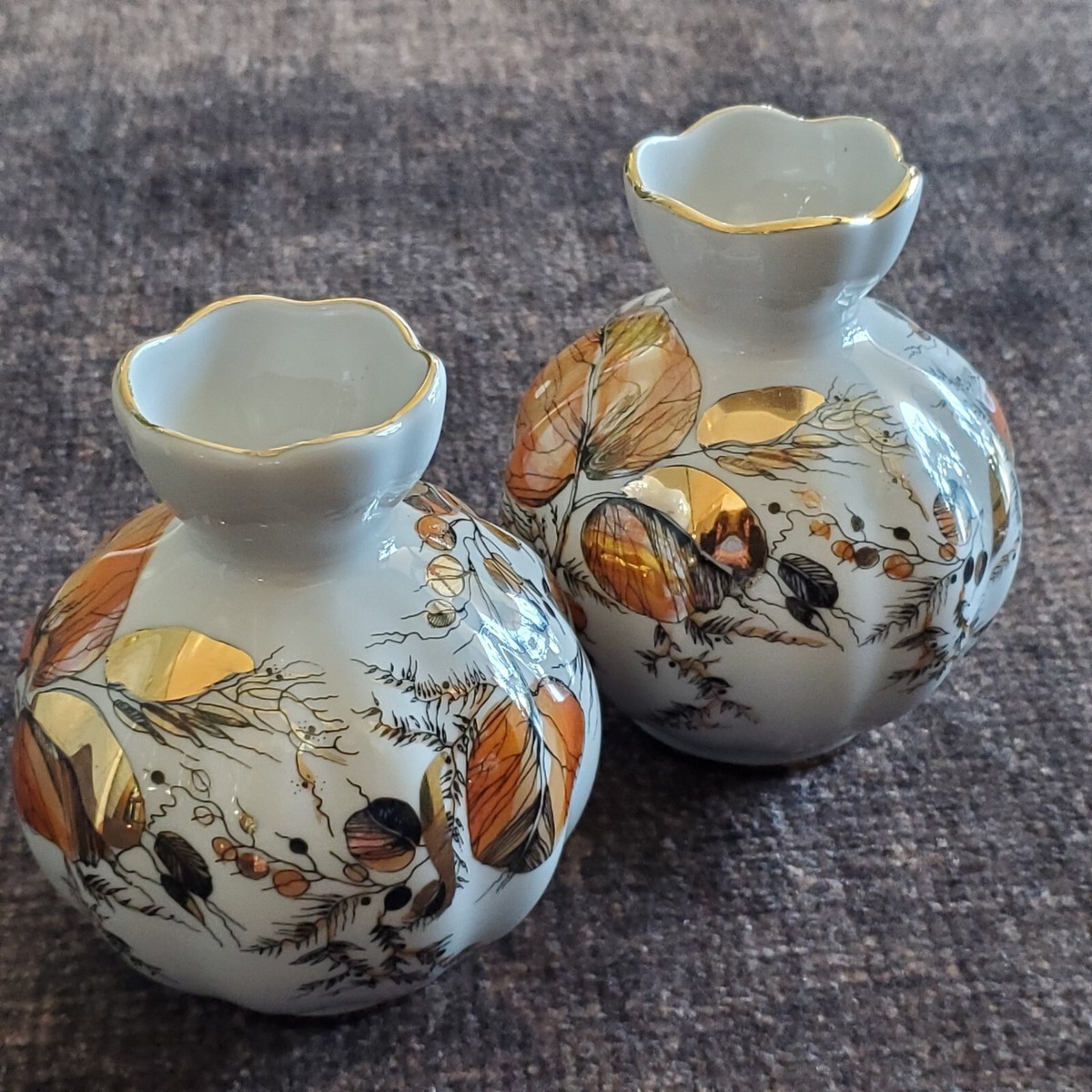 Russian Imperial Lomonosov Porcelain 22kt My Garden Vase USSR Set