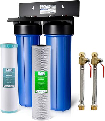 iSpring Whole House Water Filtration System W/Hose Connectors, Reduce Metal,Iron