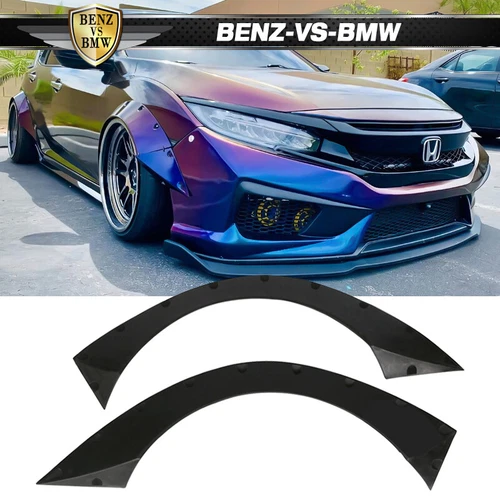 Fits 2016-2021 Honda Civic RBV2 Style 2PCS Rear Wide Body Fender Flares PU