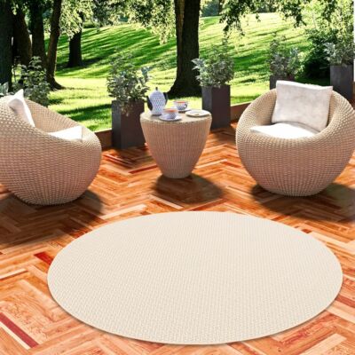 In & Outdoor Teppich Flachgewebe Oslo Honig Trend Rund