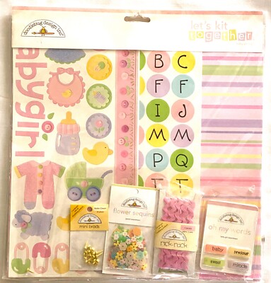 Baby Girl Scrapbook Set By Doodlebug Design Essentials Page Kit 12''X12''
