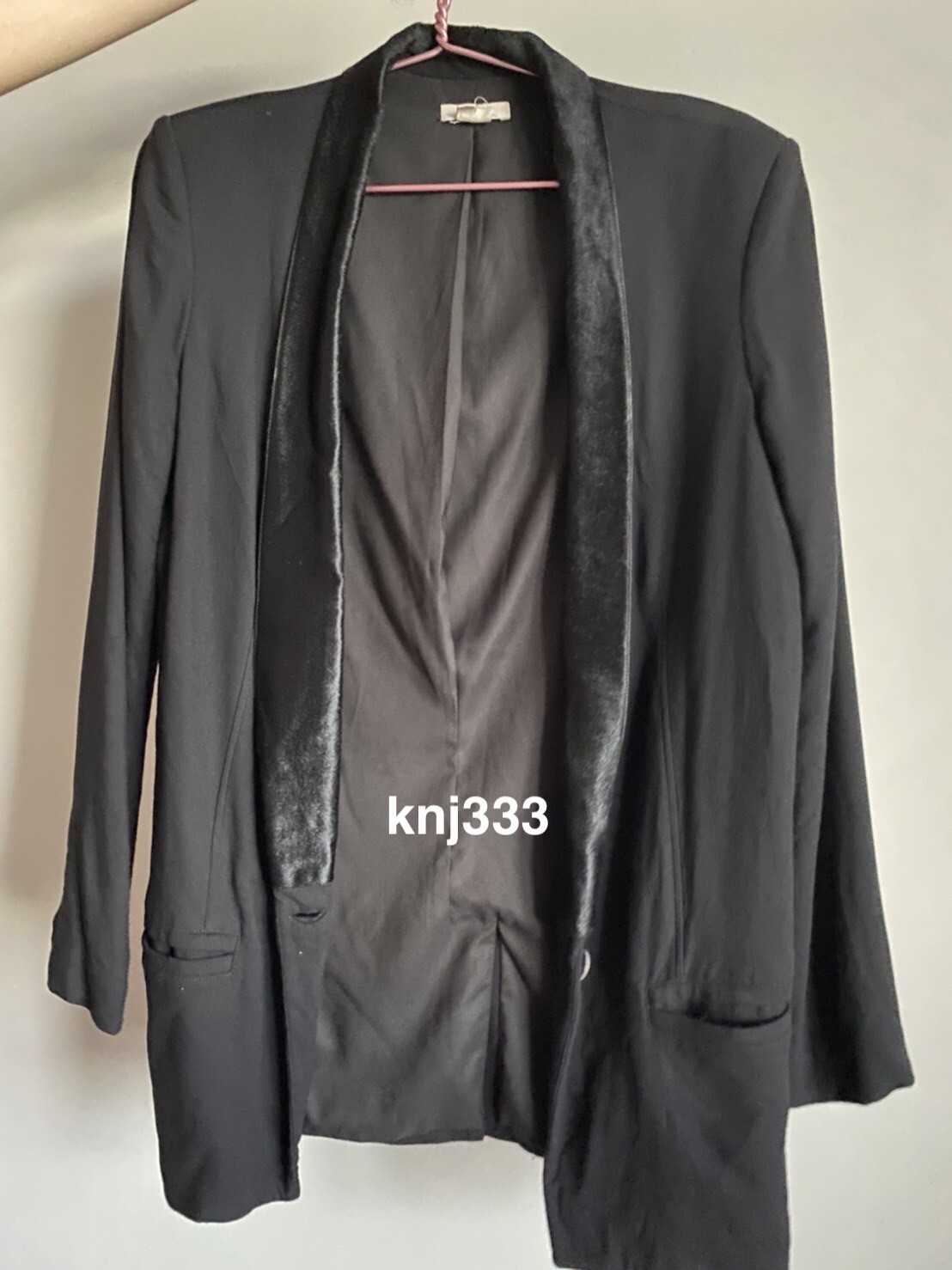 Helmut Lang black pony hair lapel wool blazer size 8 Ladies