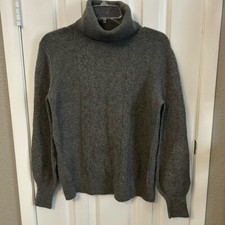 Caslon Women s XS Grey Heathered Cable Knit Cotton Wool Turtleneck Soft NWT