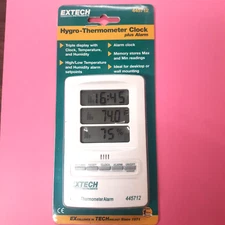 Extech Digital 445712 Hygro Thermometer Clock plus Alarm new in original package