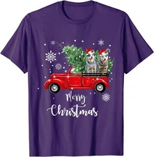 Australian Cattle Dogs Ride Red Truck Christmas Unisex T-Shirt