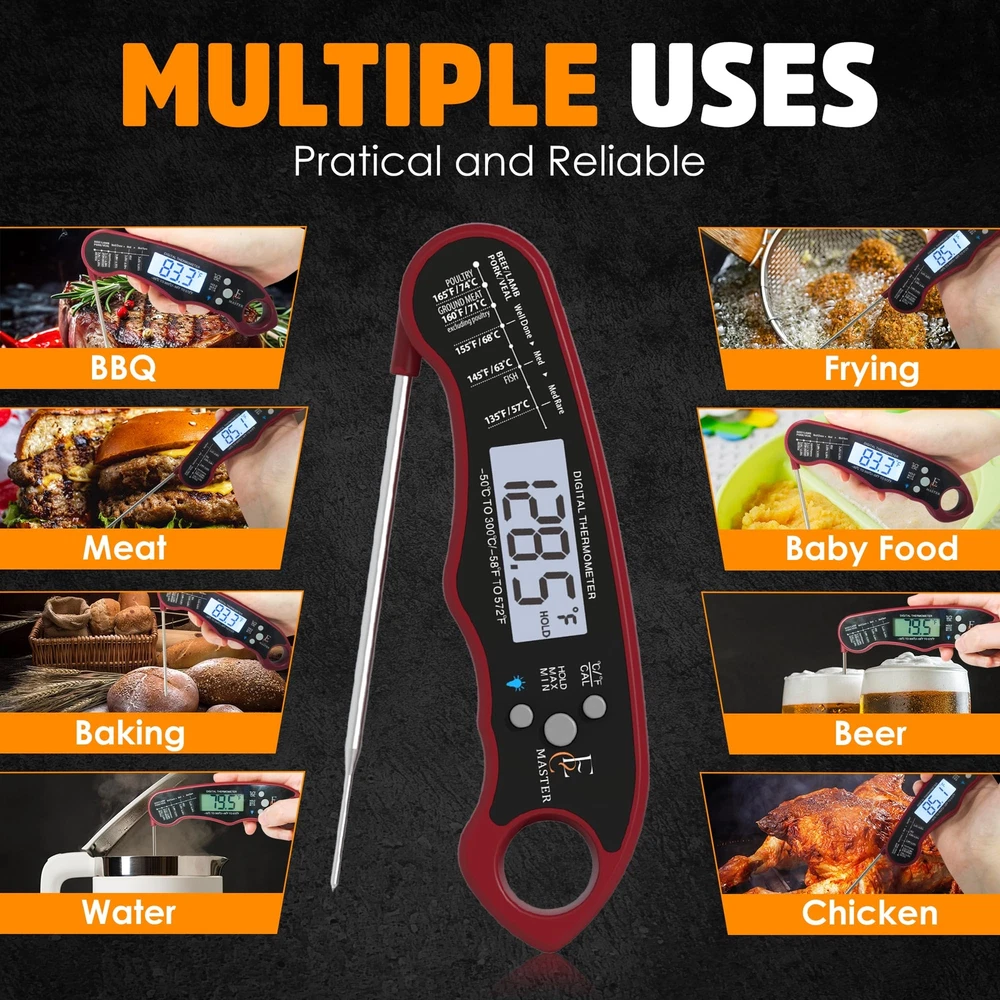 Digital Meat Thermometer for Cooking and Grilling, Candy Thermometer, BBQ Gri...