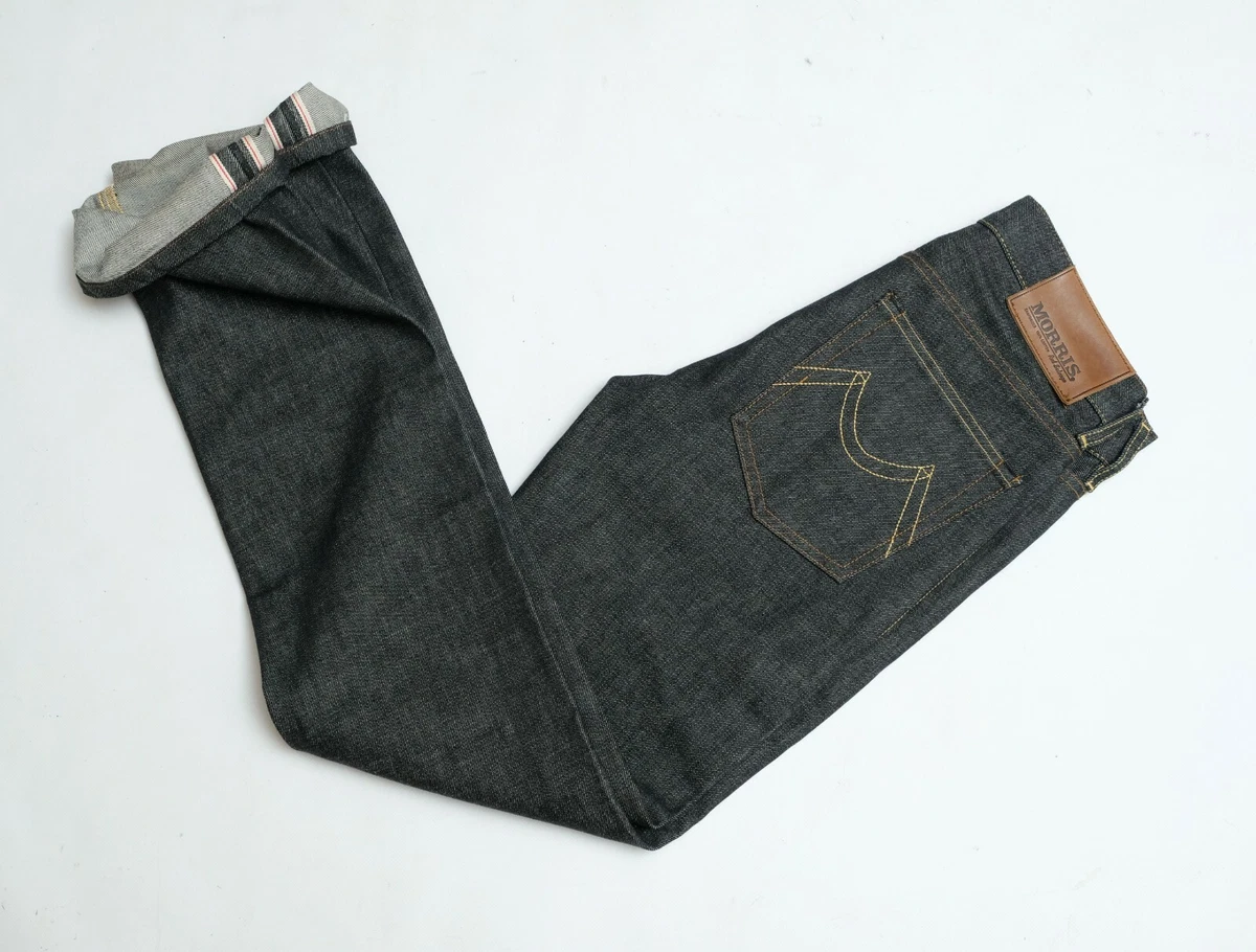 Morris Stockholm red selvage jeans, 31x34, dark gray, sanforized selvedge