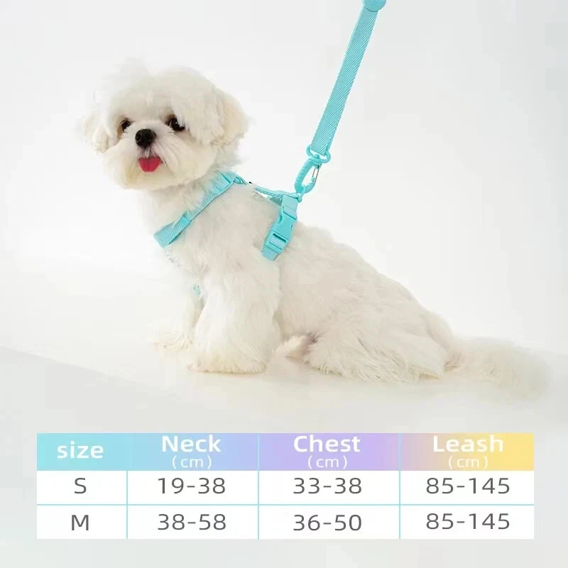Dog Harness Collar Leash Macarone Color Pet Small Dog Accessories Cat Supplies