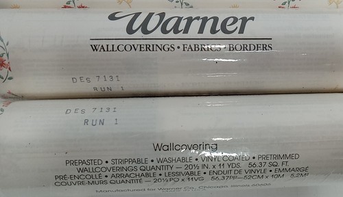Vintage Warner Wallcoverings Wallpaper Des7131 Run1 Lot Of 2 New 2 Opened Floral - Picture 4 of 6