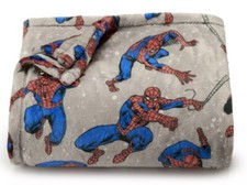 SPIDERMAN Gray Soft Plush Throw Blanket 5' x 6 ft - The Big One Marvel - New