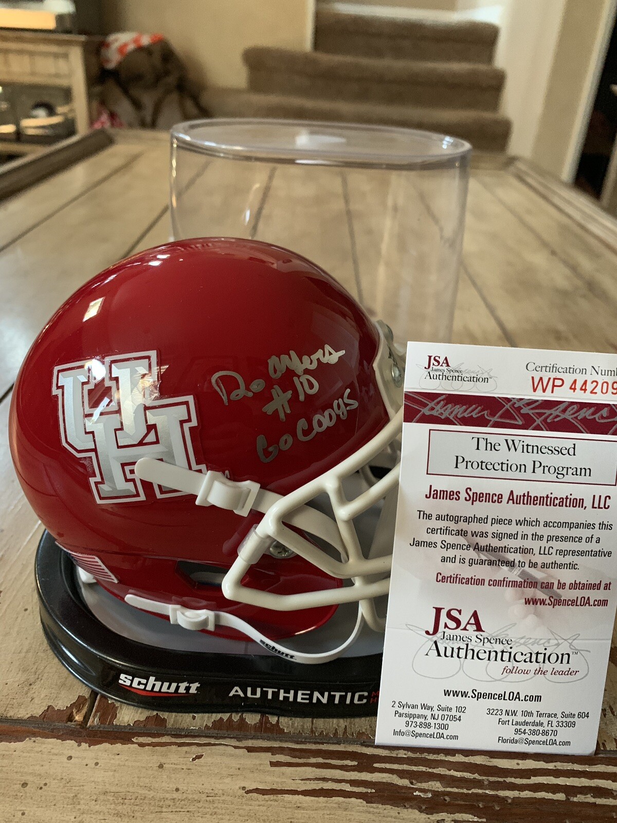 Demarcus Ayers Autographed/Signed Mini Helmet JSA COA Houston Cougars B 