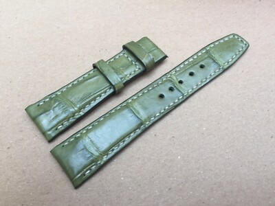 21mm/18mm Green Alligator Crocodile Embossed Leather Watch Strap Band
