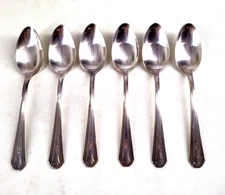 6 WM Rogers MFG CO I S Spoons Silverplate Silverware Flatware Small